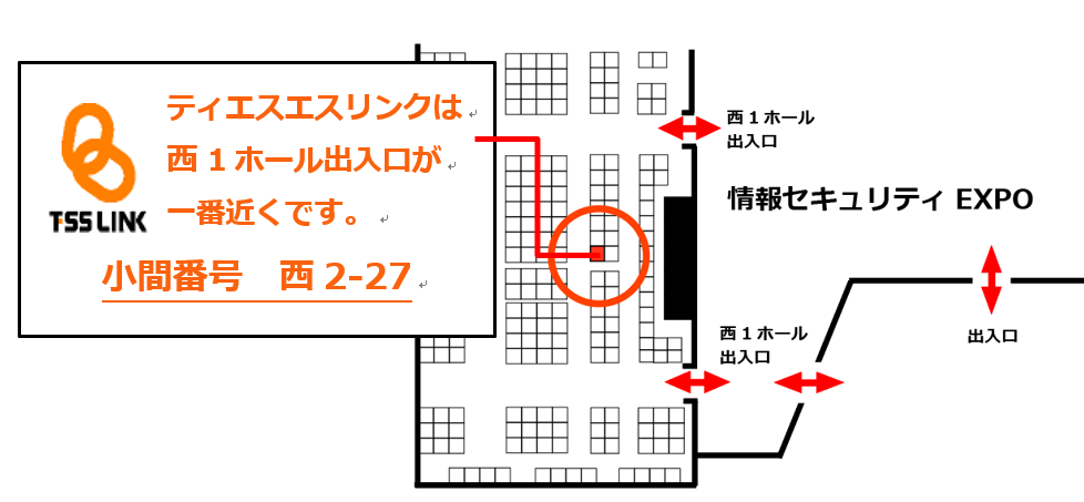 情報セキュリティEXPO2019　ティエスエスリンク小間位置
